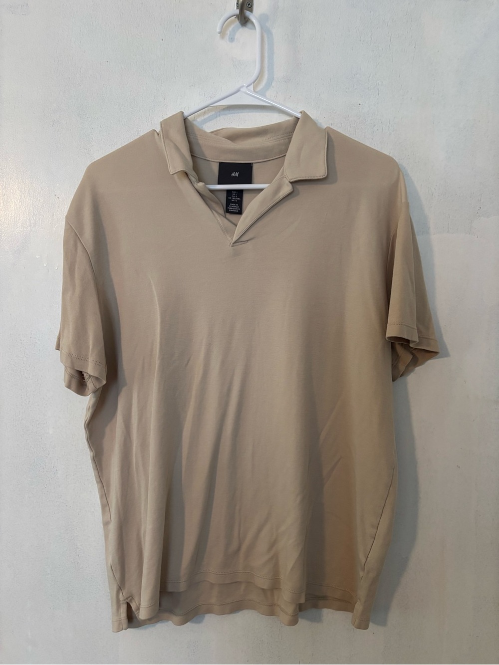 H&M Men's Tan Short Sleeve Polo Shirt